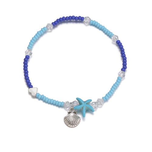 Мода ювелирные изделия anklet, Seedbead, с бирюза & цинковый сплав, ювелирные изделия моды, разноцветный, продается PC