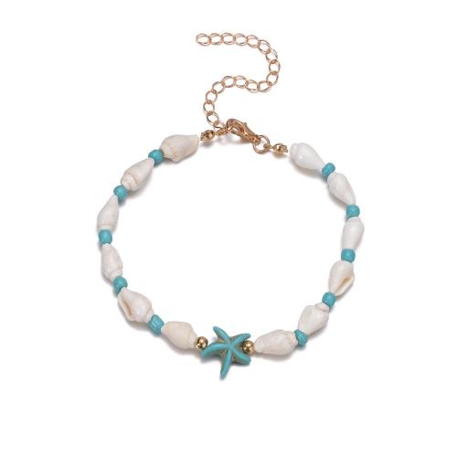 Fashion Jewelry Anklet, Shell, with turquoise, mixed colors, Sold By PC