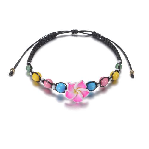 Fashion Jewelry Anklet, Wax Cord, with Glass Beads & Polymer Clay, mixed colors, Sold By PC