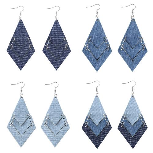 Tibetan Style Drop Earrings, PU Leather, with Tibetan Style, printing, fashion jewelry & for woman, more colors for choice, Sold By Pair