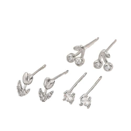 Cúbicos Circonia Pendiente Latón Micro pavimenta, metal, tres piezas & micro arcilla de zirconia cúbica & para mujer, Vendido por Set