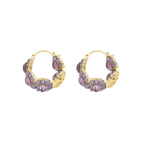 Boucles d'oreilles en laiton zircon cubique pavent, bijoux de mode & pavé de micro zircon & pour femme, doré, Vendu par paire