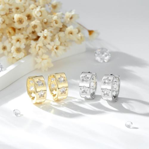 Cubic Zirconia Micro Pave Brass Earring, Star, plated, micro pave cubic zirconia & for woman, more colors for choice, Sold By Pair