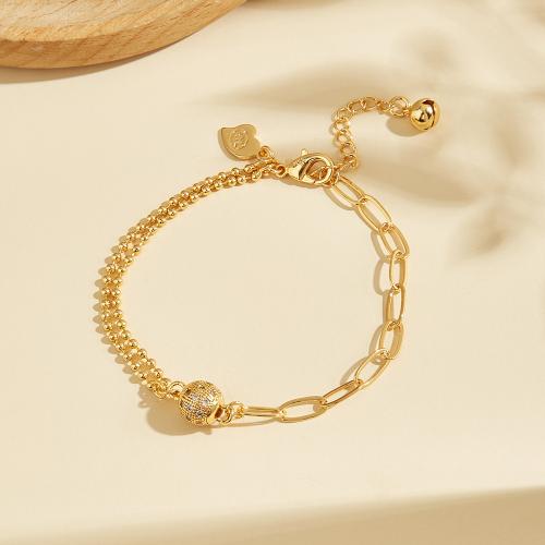 Cúbicos Circonia pulsera Latón Micro pavimenta, metal, chapado, micro arcilla de zirconia cúbica & para mujer, dorado, Vendido por UD