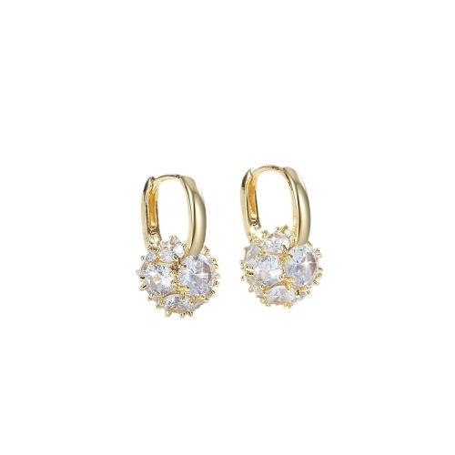 Boucles d'oreilles en laiton zircon cubique pavent, Placage, pavé de micro zircon & pour femme, plus de couleurs à choisir, Vendu par paire