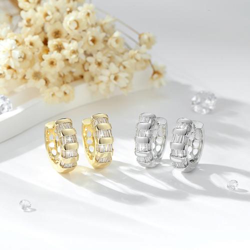 Boucles d'oreilles en laiton zircon cubique pavent, Placage, pavé de micro zircon & pour femme, plus de couleurs à choisir, Vendu par paire