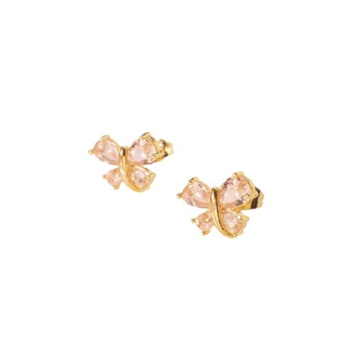 Boucles d'oreilles en laiton zircon cubique pavent, papillon, Placage, pavé de micro zircon & pour femme, plus de couleurs à choisir, Vendu par paire