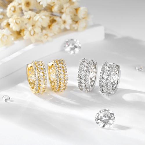 Cubic Zirconia Micro Pave Brass Earring, plated, micro pave cubic zirconia & for woman, more colors for choice, Sold By Pair