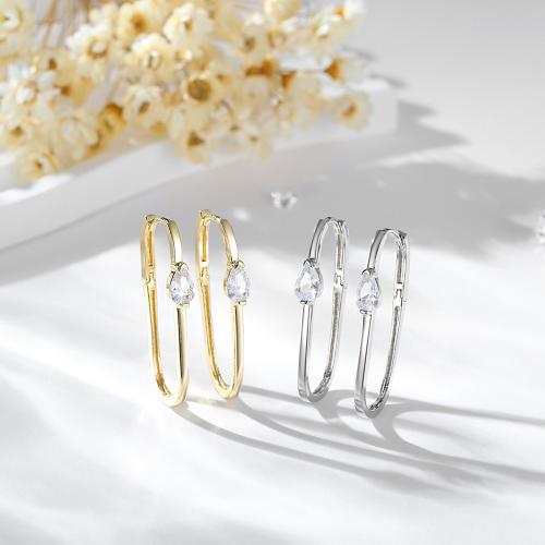 Boucles d'oreilles en laiton zircon cubique pavent, Placage, pavé de micro zircon & pour femme, plus de couleurs à choisir, Vendu par paire