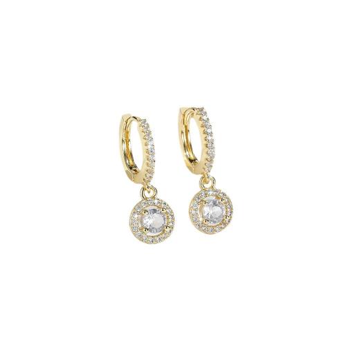 Boucles d'oreilles en laiton zircon cubique pavent, Placage, pavé de micro zircon & pour femme, plus de couleurs à choisir, Vendu par paire