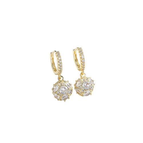 Boucles d'oreilles en laiton zircon cubique pavent, Placage, pavé de micro zircon & pour femme, plus de couleurs à choisir, Vendu par paire