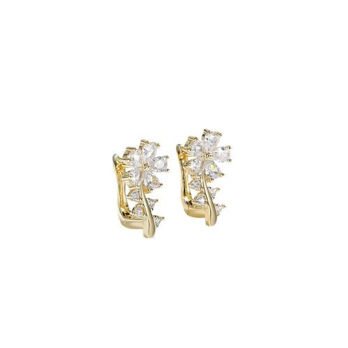 Cubic Zirconia Micro Pave Brass Earring, petals, plated, micro pave cubic zirconia & for woman, more colors for choice, Sold By Pair