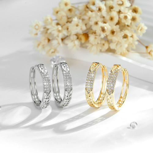 Cubic Zirconia Micro Pave Brass Earring, plated, micro pave cubic zirconia & for woman, more colors for choice, Sold By Pair