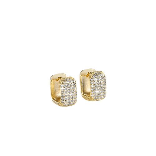 Boucles d'oreilles en laiton zircon cubique pavent, Placage, pavé de micro zircon & pour femme, plus de couleurs à choisir, Vendu par paire