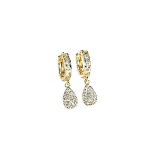 Boucles d'oreilles en laiton zircon cubique pavent, Placage, pavé de micro zircon & pour femme, plus de couleurs à choisir, Vendu par paire