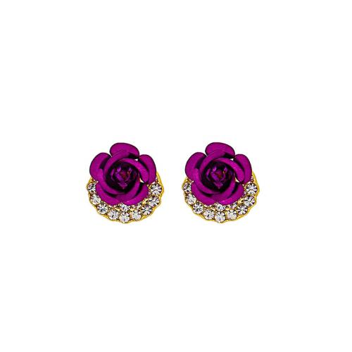 Boucle d'oreille dormeuse en alliage de zinc, Placage, pour femme & avec strass, plus de couleurs à choisir, Vendu par paire