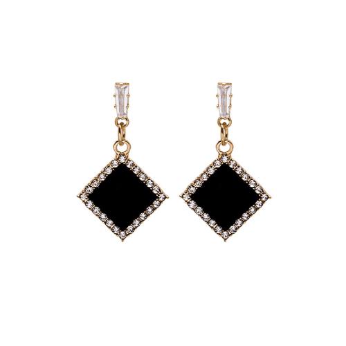 Pendientes de Perno de Aleación de Zinc, micro arcilla de zirconia cúbica & para mujer & esmalte, dorado, Vendido por Par