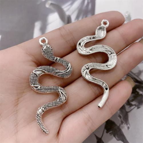 Pendentifs animaux en alliage de zinc, serpent, Plaqué de couleur d'argent, DIY, 53x24mm, 100PC/sac, Vendu par sac