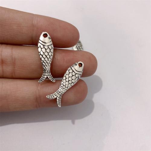 Tibetan Style Animal Pendants, Fish, antique silver color plated, DIY, 8x23mm, 100PCs/Bag, Sold By Bag