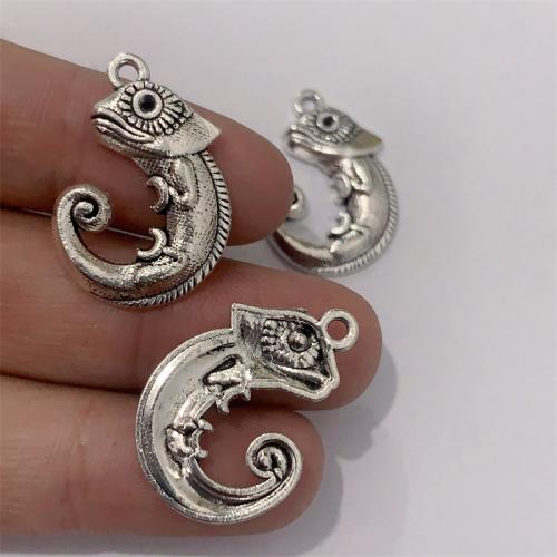 Tibetan Style Animal Pendants, Chameleon, antique silver color plated, DIY, 17x24mm, 100PCs/Bag, Sold By Bag