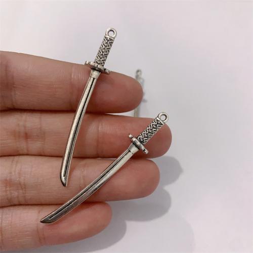 Tibetan Style Pendants, Sword, antique silver color plated, DIY, 8x49mm, 100PCs/Bag, Sold By Bag