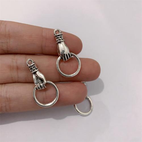 Tibetan Style Hand Pendants, antique silver color plated, DIY, 13x27mm, 100PCs/Bag, Sold By Bag