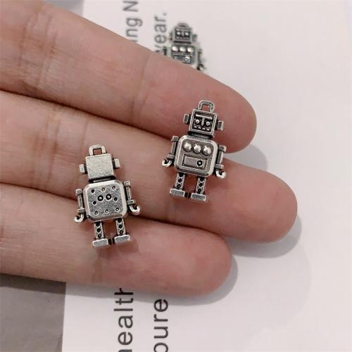 Tibetan Style Pendants, Robot, antique silver color plated, DIY, 12x18mm, 100PCs/Bag, Sold By Bag