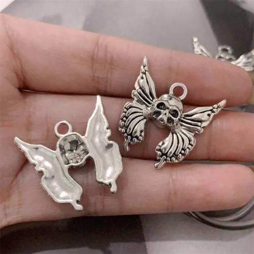 Tibetan Style Animal Pendants, Butterfly, antique silver color plated, DIY, 26x27mm, 100PCs/Bag, Sold By Bag