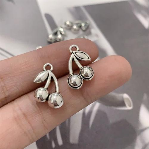 Tibetan Style Fruit Shape Pendants, Cherry, antique silver color plated, DIY, 12x18mm, 100PCs/Bag, Sold By Bag