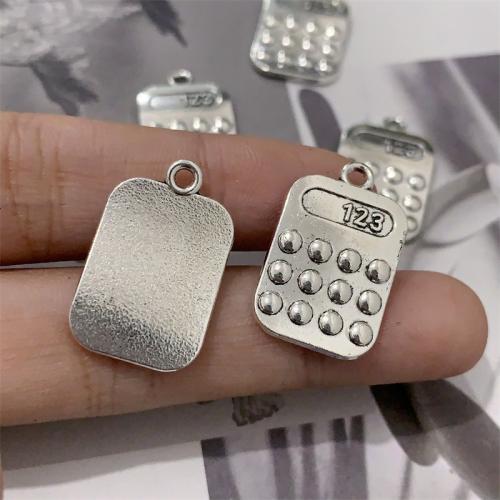 Pendentifs en alliage de zinc, Calculatrice, Plaqué de couleur d'argent, DIY, 15x24mm, 100PC/sac, Vendu par sac