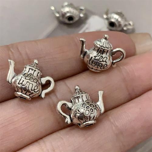 Tibetan Style Pendants, Teapot, antique silver color plated, DIY, 16x13mm, 100PCs/Bag, Sold By Bag