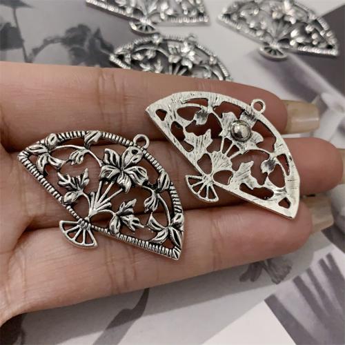 Tibetan Style Pendants, Fan, antique silver color plated, DIY, 39x27mm, 100PCs/Bag, Sold By Bag