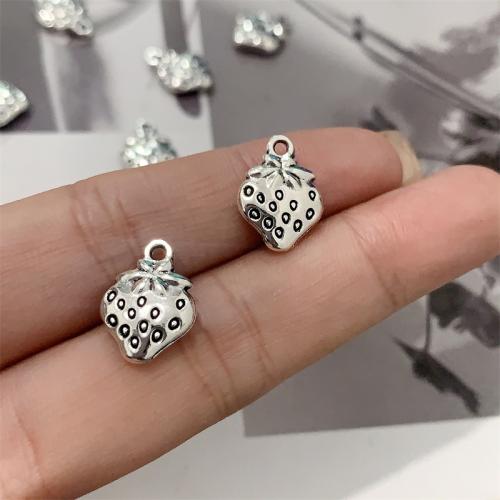 Tibetan Style Fruit Shape Pendants, Strawberry, antique silver color plated, DIY, 11x15mm, 100PCs/Bag, Sold By Bag