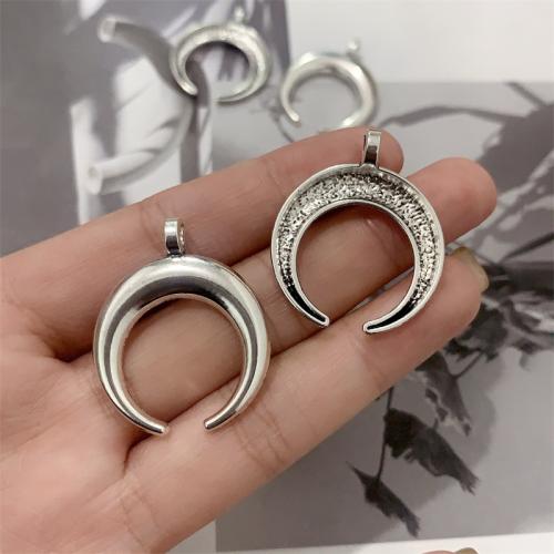 Tibetan Style Moon Pendants, antique silver color plated, DIY, 27x33mm, 100PCs/Bag, Sold By Bag