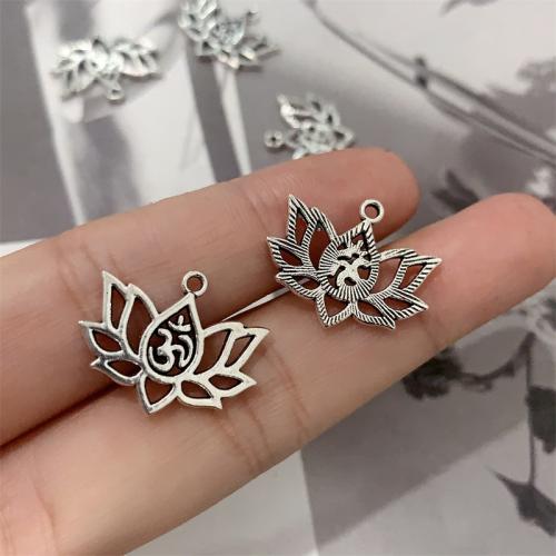 Tibetan Style Flower Pendants, Lotus, antique silver color plated, DIY, 20x16mm, 100PCs/Bag, Sold By Bag