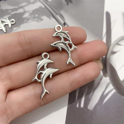 Tibetan Style Animal Pendants, Dolphin, antique silver color plated, DIY, 18x28mm, 100PCs/Bag, Sold By Bag