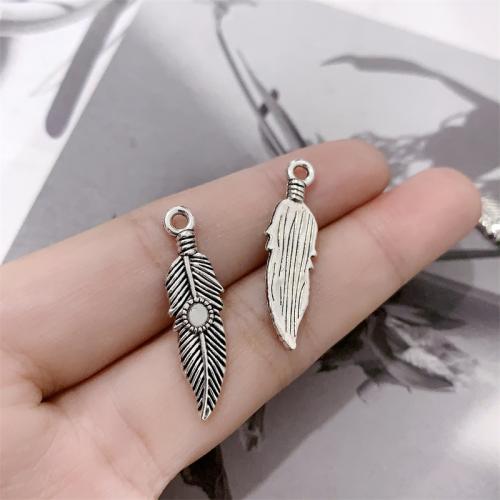 Tibetan Style Leaf Pendants, antique silver color plated, DIY, 8x30mm, 100PCs/Bag, Sold By Bag