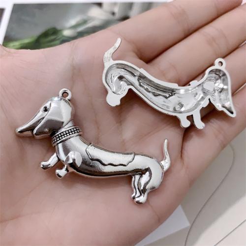 Colgantes Animales de Aleación de Zinc, Perro, chapado en color de plata antigua, Bricolaje, 56x29mm, 100PCs/Bolsa, Vendido por Bolsa