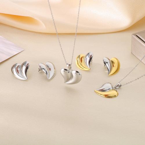 Fashion Stainless Steel Jewelry Sets, Stud Earring & necklace, 304 Stainless Steel, Vacuum Ion Plating, different styles for choice & for woman, more colors for choice, Sold By PC