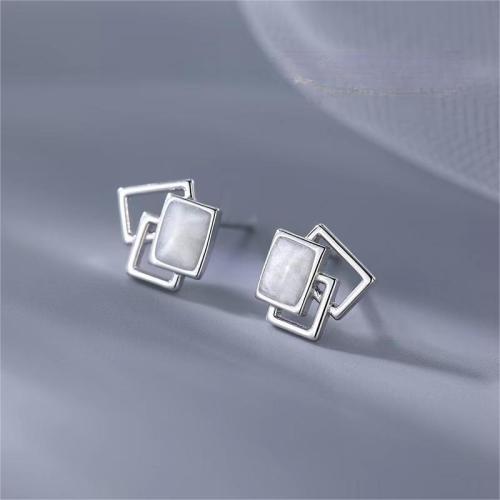 Boucle d'oreille bijoux en argent sterling, Argent sterling 925, bijoux de mode & pour femme & autocollant époxyde, 9x8mm, Vendu par paire