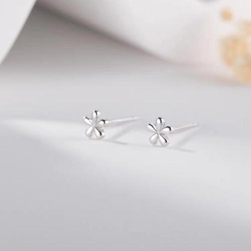 Boucle d'oreille bijoux en argent sterling, Argent sterling 925, fleur, bijoux de mode & pour femme, 4x4mm, Vendu par paire