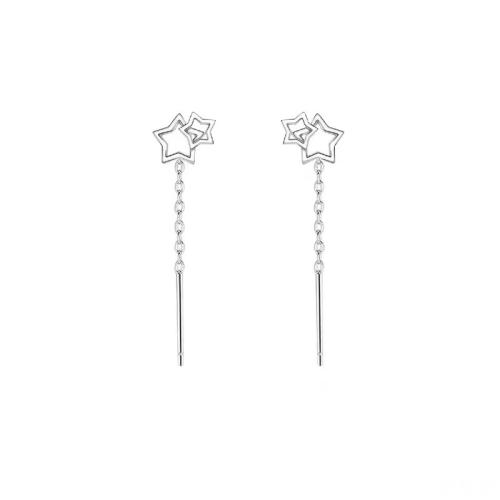 Argent sterling 925 boucles d'oreilles chaîne, bijoux de mode & pour femme, 4.50x25mm, Vendu par paire