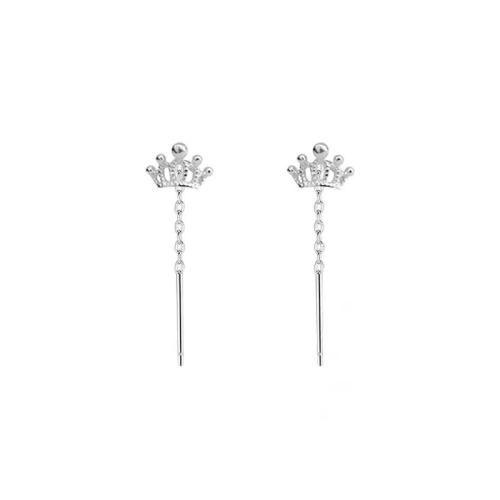 925 Sterling Silver Thread Through Earrings, fashion jewelry & for woman, 25mm, Sold By Pair