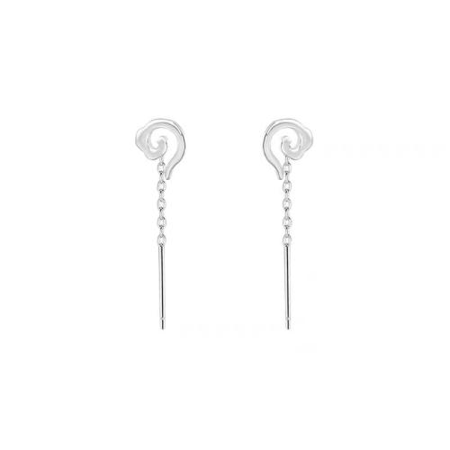 925 Sterling Silver Thread Through Earrings, fashion jewelry & for woman, 25mm, Sold By Pair