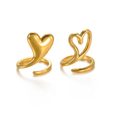 Stainless Steel Finger Ring, 304 Stainless Steel, Heart, 18K gold plated, fashion jewelry & different styles for choice & for woman, golden, Sold By PC