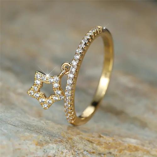 Cubic Zirconia Micro Pave Brass Ring, Star, different size for choice & micro pave cubic zirconia & for woman, more colors for choice, Sold By PC