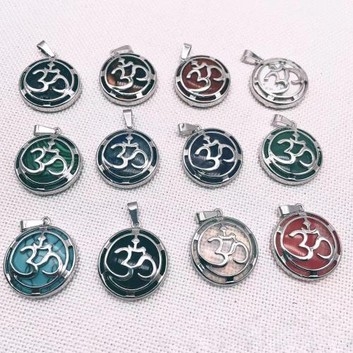 Gemstone Pendants Jewelry, Natural Stone, with Tibetan Style, silver color plated, DIY & different materials for choice, more colors for choice, nickel, lead & cadmium free, 25mm, Sold By PC