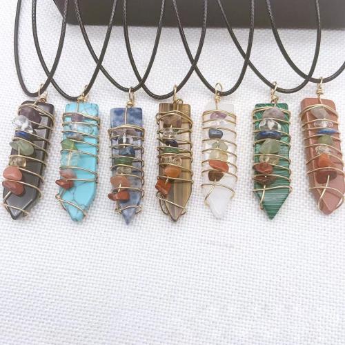 Bijoux Pendentifs en pierres gemmes, Pierre naturelle, avec fer, Placage de couleur d'or, DIY & différents matériaux pour le choix, plus de couleurs à choisir, protéger l'environnement, sans nickel, plomb et cadmium, 50x15mm, Vendu par PC