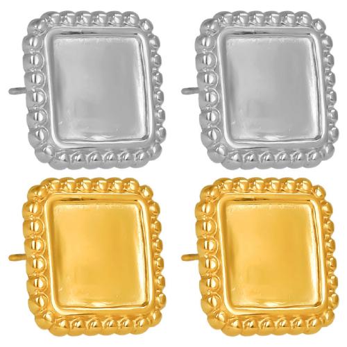 Stainless Steel Earring Stud Component, 304 Stainless Steel, Square, Vacuum Ion Plating, DIY & for woman, more colors for choice, 16x16mm, Inner Diameter:Approx 10mm, Sold By Pair