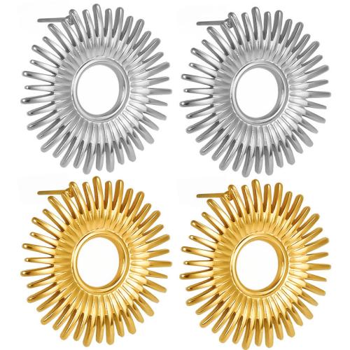 Boucle d'oreille de gaujon en acier inoxydable, Acier inoxydable 304, fleur, bijoux de mode & pour femme, plus de couleurs à choisir, 24x24mm, Diamètre intérieur:Environ 7mm, Vendu par paire